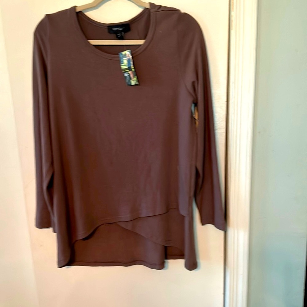 NWT Karen Kane  Brown Tunic Top Womens Size L